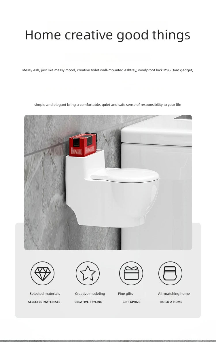 Ashtray, New Chinese Ashtray Creative Gift, Toilet Wall-mounted Ashtray With Lid, High Value, Anti-fly Ash Cute