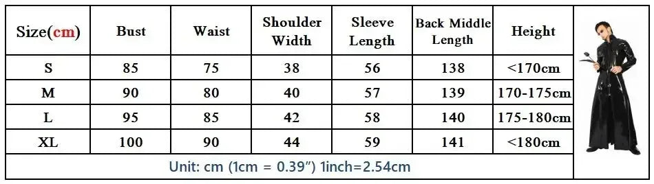 Halloween  Long en Faux Cuir PVC Noir Brcorporelle Unisexe, Matrix Neo, Gothique, pour Homme et Femme, Cosplay, Chanteur de Nuit