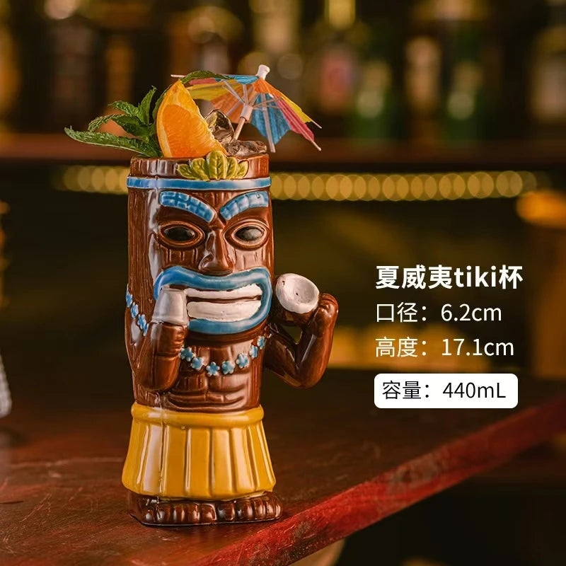 Hawaiian Cocktail Glass Cup,Ceramic Tiki Mug,Samiff Bar Glass,Personality Drinking