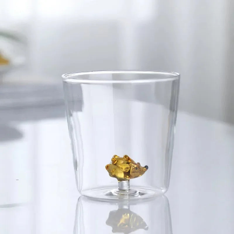 Glass Cup 3D Cartoon Animal Shape Glasses Home Cute Water Coffee Glass Single Layer Cup with Guests Juice Cold Drink Cup