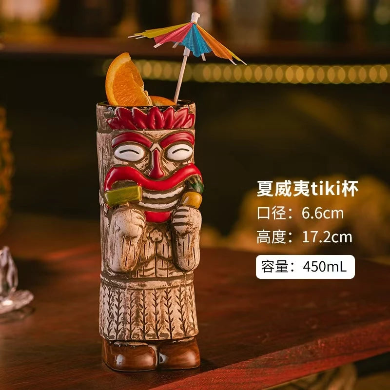 Hawaiian Cocktail Glass Cup,Ceramic Tiki Mug,Samiff Bar Glass,Personality Drinking