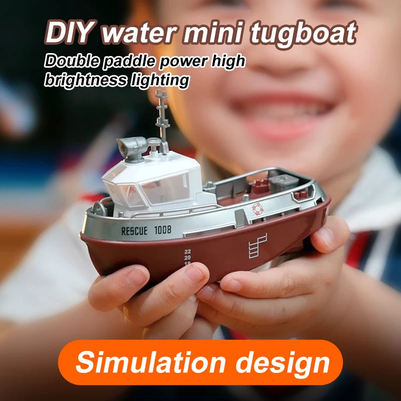 RC Boat 1/32 Remote Control Mini Rescue Boat Dual Motor Waterproof RC Racing Ship 2.4G Watercraft Speedboat Toys for Boys Gifts