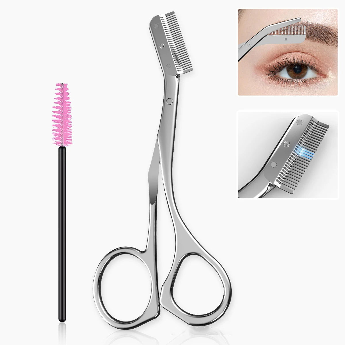 Stainless Steel Eyebrow Scissors With Eyebrow Comb High Quality Makeup Scissors Eyebrow Trimming Knife Hair Remover Shaver Tool