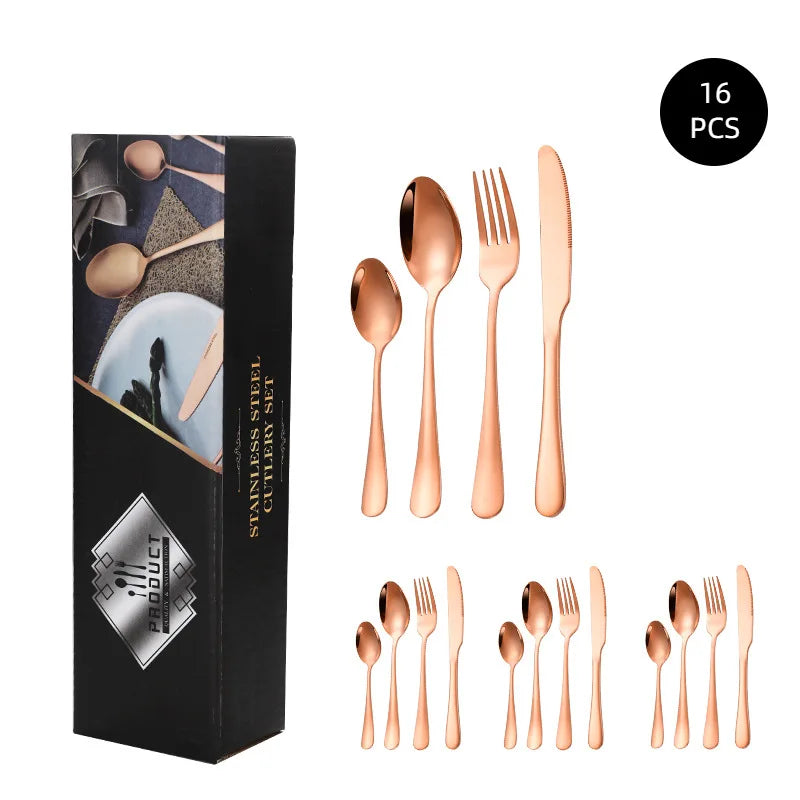 Stainl Steel Western Dining Utensils Set 24-Piece Set Steak Knife Fork Spoon Dinnerware Set Korean Sle Children's Cutler...