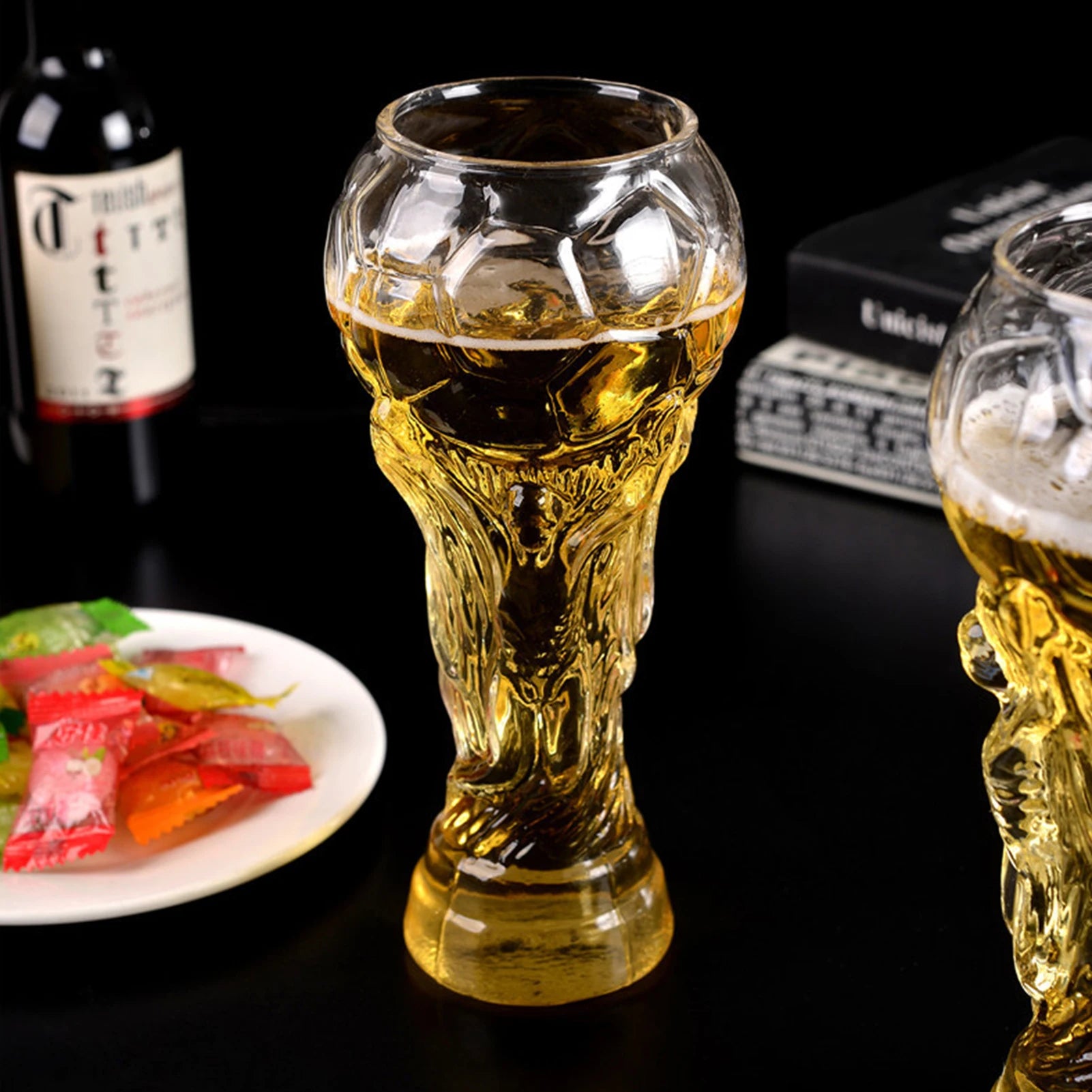 450ml Creative Football Cup Beer Mug Crystal Hercules Large Capacity Glass Wine Cup for Home Bar Beer Cocktails Beverages