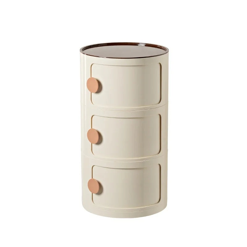 Household Nordic Bedside Table with Handle Portable Creative Round Storage Cabinet Bedroom Multi-Layer Modern Simple Plastic Sid