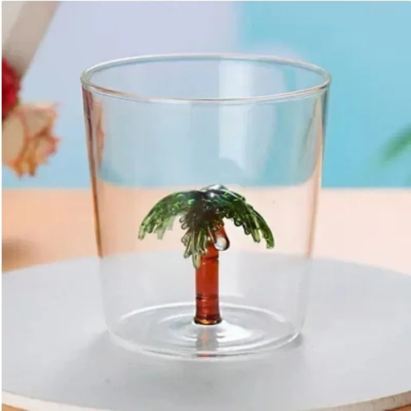Glass Cup 3D Cartoon Animal Shape Glasses Home Cute Water Coffee Glass Single Layer Cup with Guests Juice Cold Drink Cup