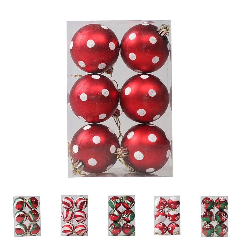 6PCS Xmas Decor Christmas Ball Ornaments Christmas Pendants Hanging Ball for Xmas Trees Wedding Party Holiday