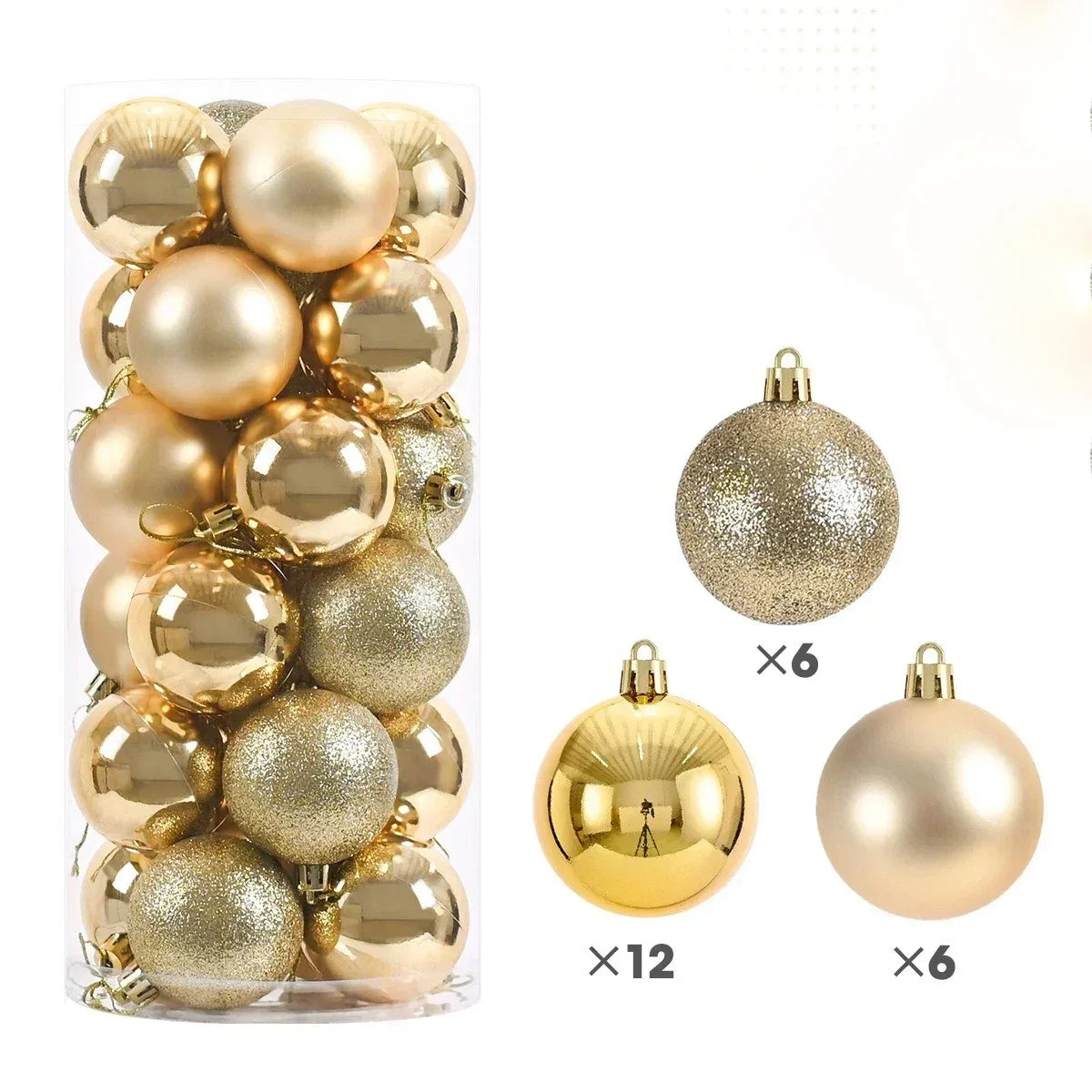 24Pcs 3/4/6CM Christmas Balls Hanging Christmas Tree Pendant Ornaments for Party Decor New Year Navidad Gifts 2026 Accessories