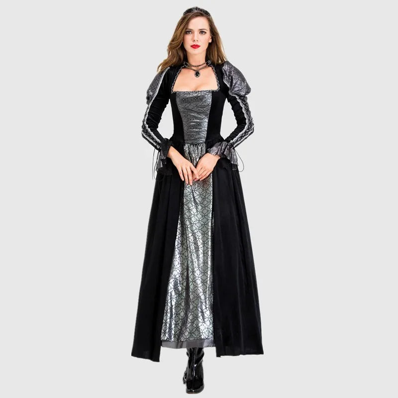 Halloween Day of the Dead Sexy European Medieval Retro Court Gothic Poison Queen Evil Vampire Costume Carnival Party Devil Witch