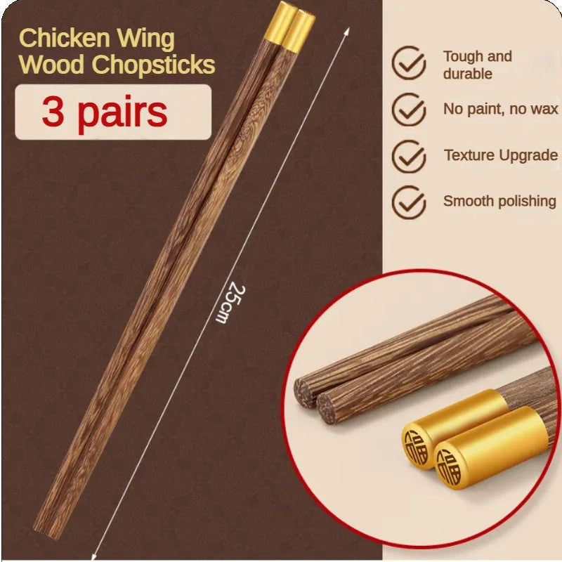 Chinese Chopsticks Set Premium Chicken Wing Wood Lacquerless Waxless Mildew Resistant Restaurant Commercial Wooden Chopsticks
