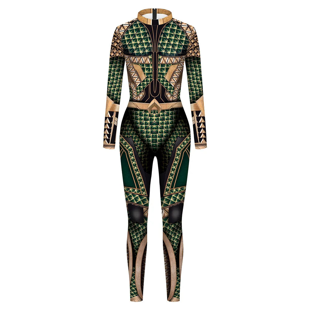 Halloween  Long Sleeve Cosplay Jumpsuit Fashion Combat Print Bodysuit Carnival Adult Morphsuit Spandex Rave Outfits Monos Mujer