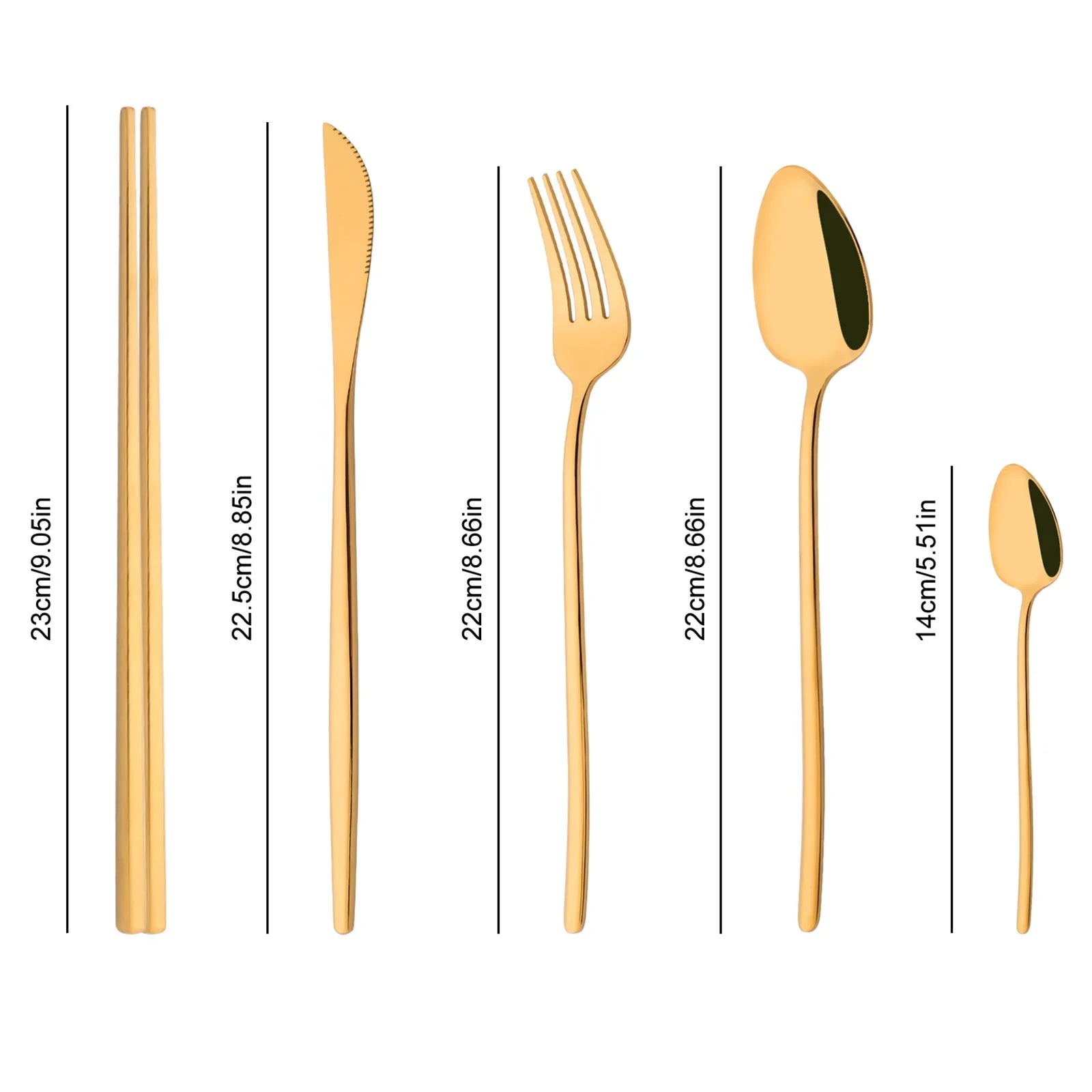 Korean 8Pcs Tableware Set High Quality Stainless Steel Dinner Set Black Gold Luxury Dinnerware Spoon Chopsticks Cutlery Set