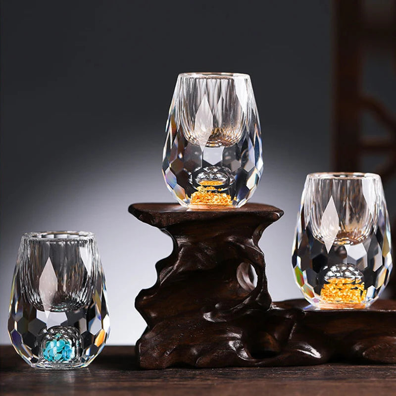 6pcs 15ml Liquor Crystal Glasses Set Vodka Shot Glass Wine Glasses Whiskey Spirits Sake Soju Brandy Tea Cup Diamond Cutting