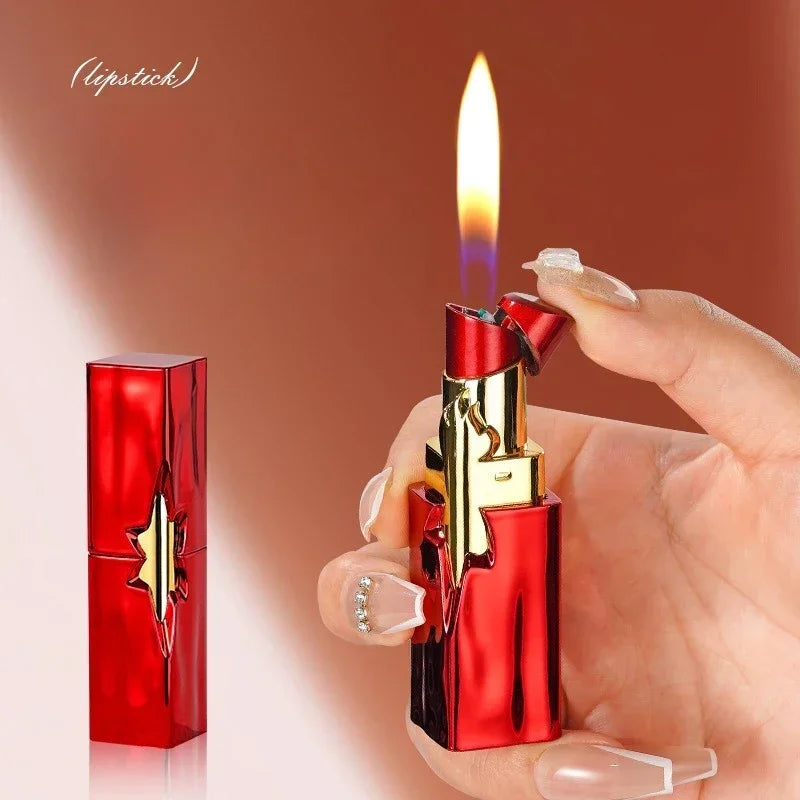 NEW Creative Lipstick Lighter Portable Open Flame Cigarette Lighter Female Student Lighter High-Value Smoker Gifts 2025