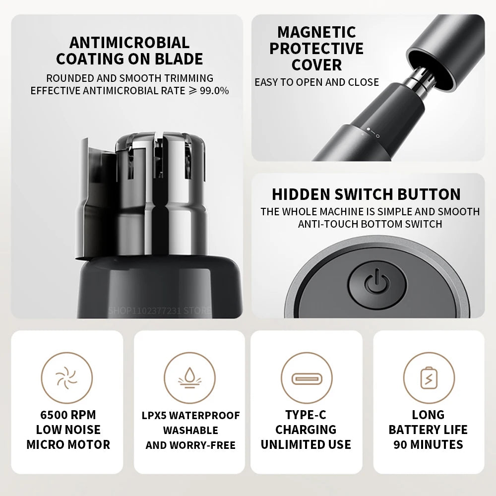 NEW XIAOMI Mijia Electric Nose Hair Trimmer Portable Nose Ears Hair Eyebrow Trimmer for Men Rechargeable Painless Clipper