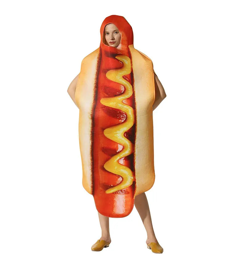 Halloween party costumes, hot dogs cosplay costumes stage performance costumes jumpsuits performance costumes