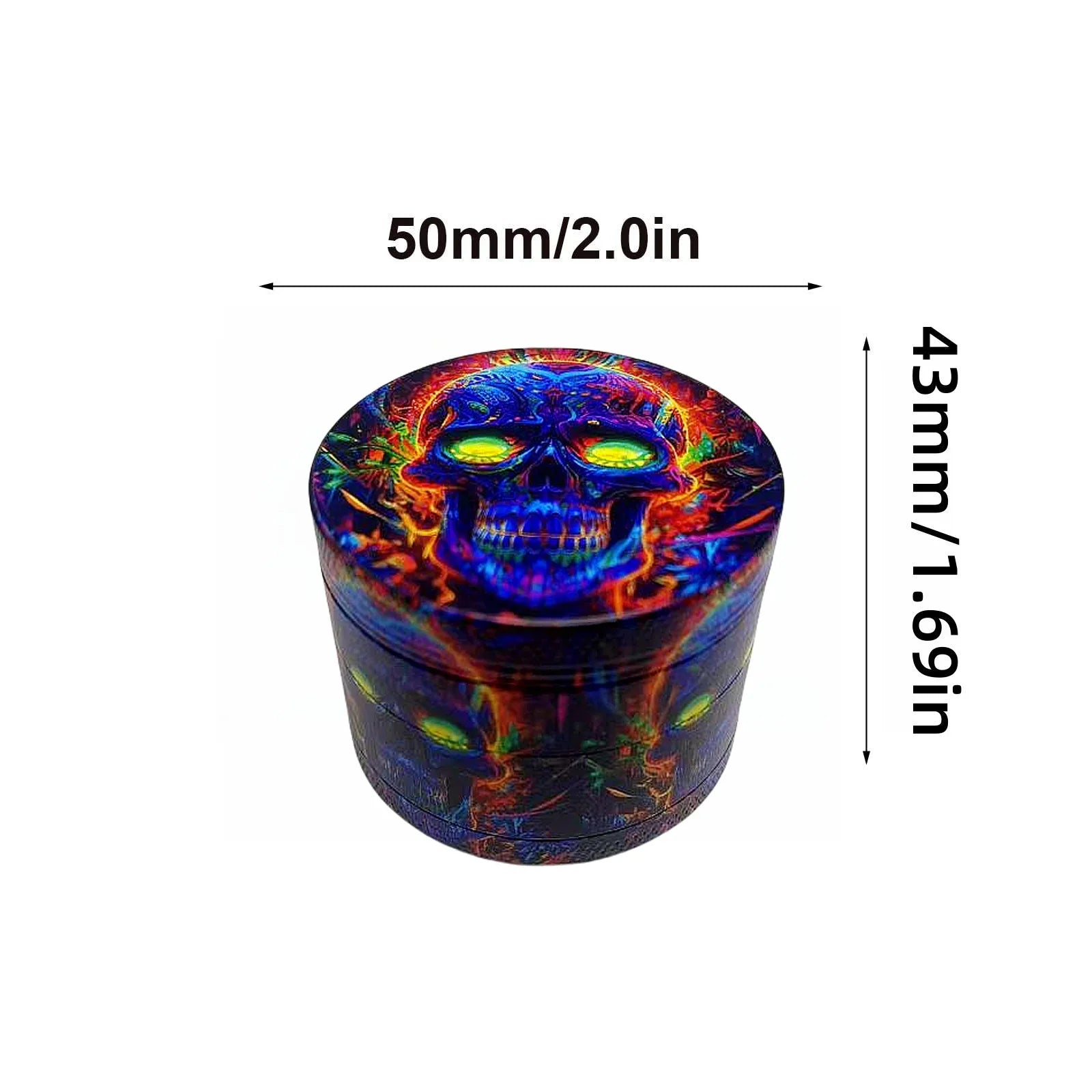 50mm Metal Skull Herb Grinder 4-layer Spice Pepper Crusher Mill Tobacco Grass Grinder Cigarette Kitchen Tool Smoking Accessories