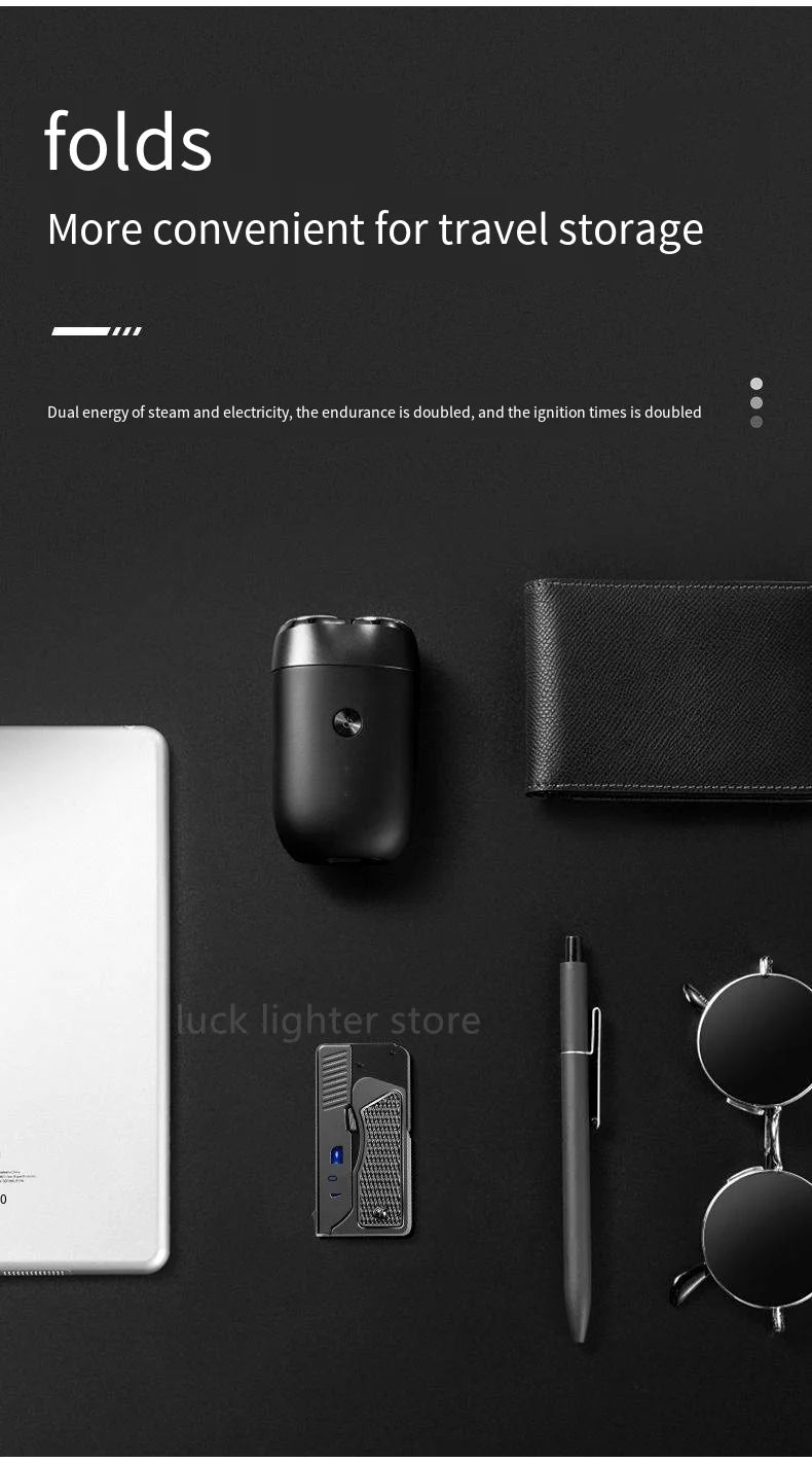 Gas-Electric Dual-Purpose Lighter Windproof Jet Lighter Double-Arc Cigarette Lighter Foldable Gun-Type Lighter Men'S Gadget Gift