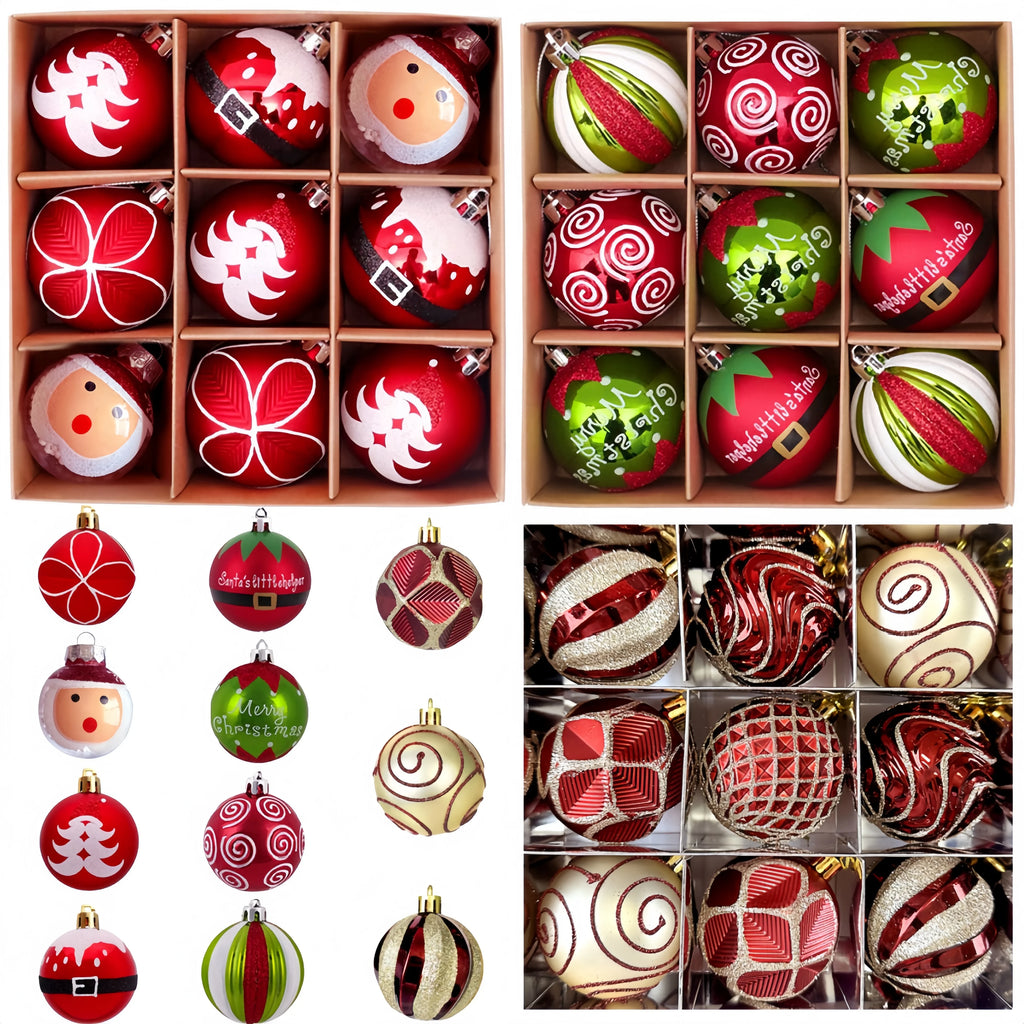 9PCS/6CM Christmas Balls Transparent Balls Painted Christmas Balls Christmas Gifts Santa Tree Ornaments For Home Decor