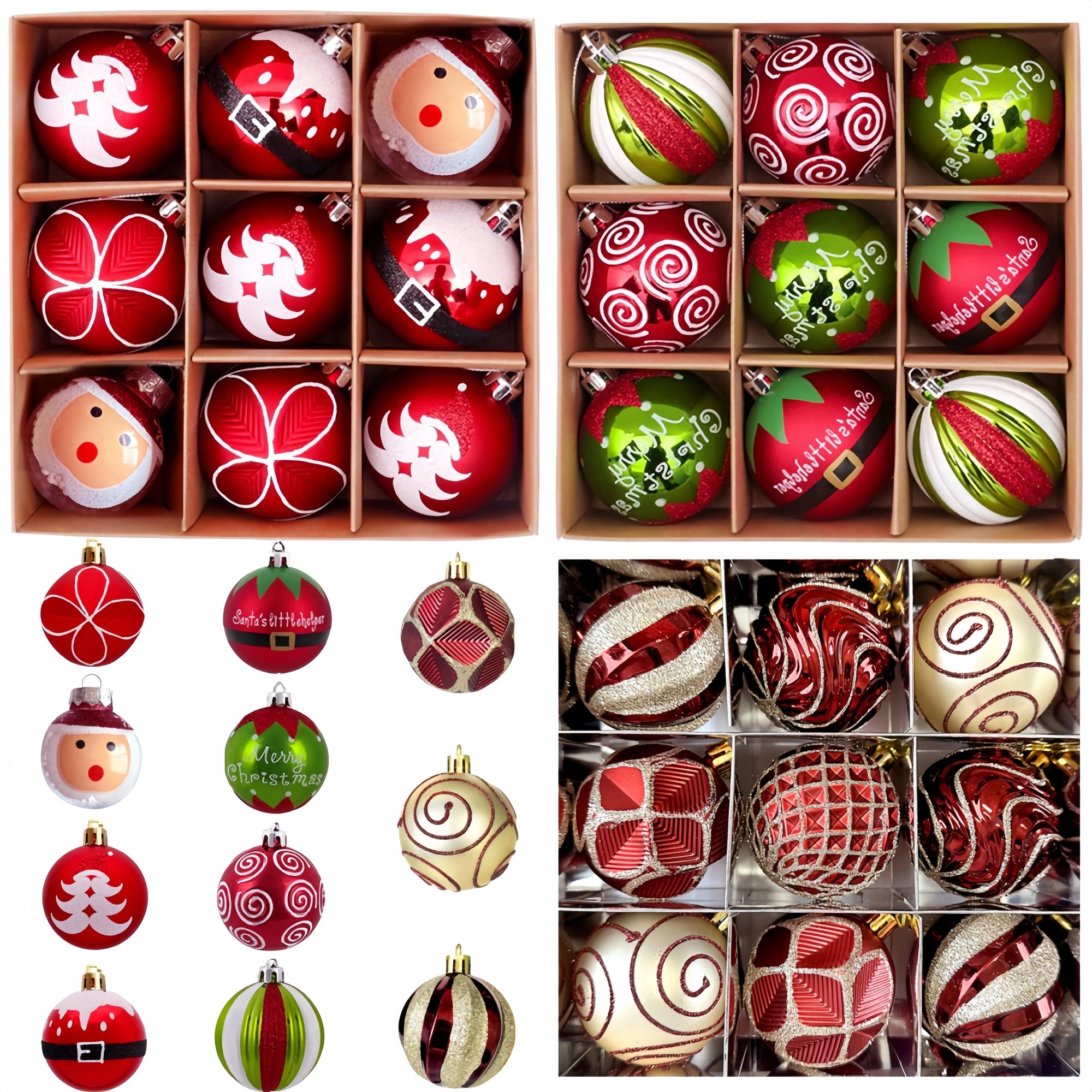 9PCS/6CM Christmas Balls Transparent Balls Painted Christmas Balls Christmas Gifts Santa Tree Ornaments For Home Decor