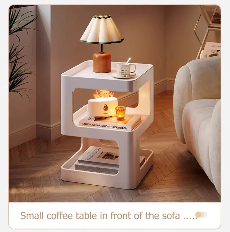 Simple Modern Bedside Side Table Space-Saving Multi-Functional Home Storage Rack Light Luxury Wrought Iron Stable Coffee Table