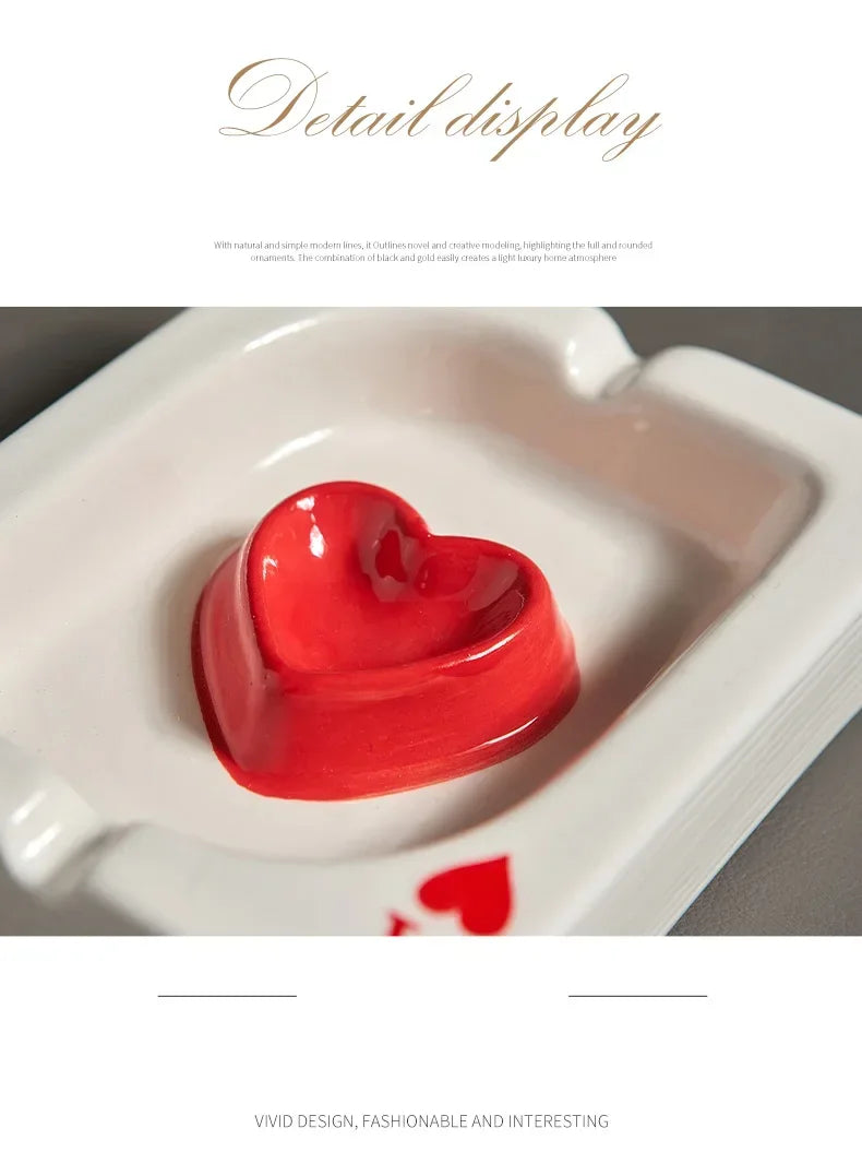 Creative Playing Card Ashtray Home Decor Modern Style Living Room Table Ornaments Simple Smoking Accessories Decorative Ash Tray