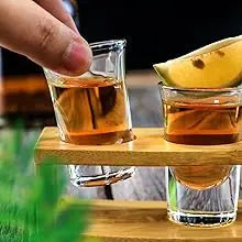Shot Glasses 6pcs Shot Glass Set 1oz/30ml Shot Glass Holder Heavy Base for Whisky Tequila 6 Shot Glass Serving Tray (6pcs)
