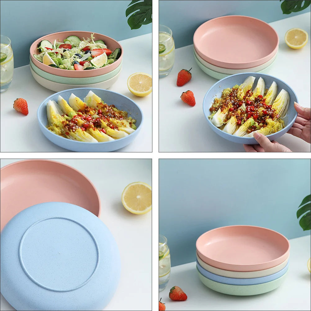 4 Pcs Plate Plastic Plates Pallets Salad Dinner Serving Round Polypropylene (pp) Food Dish Home Child Dishes