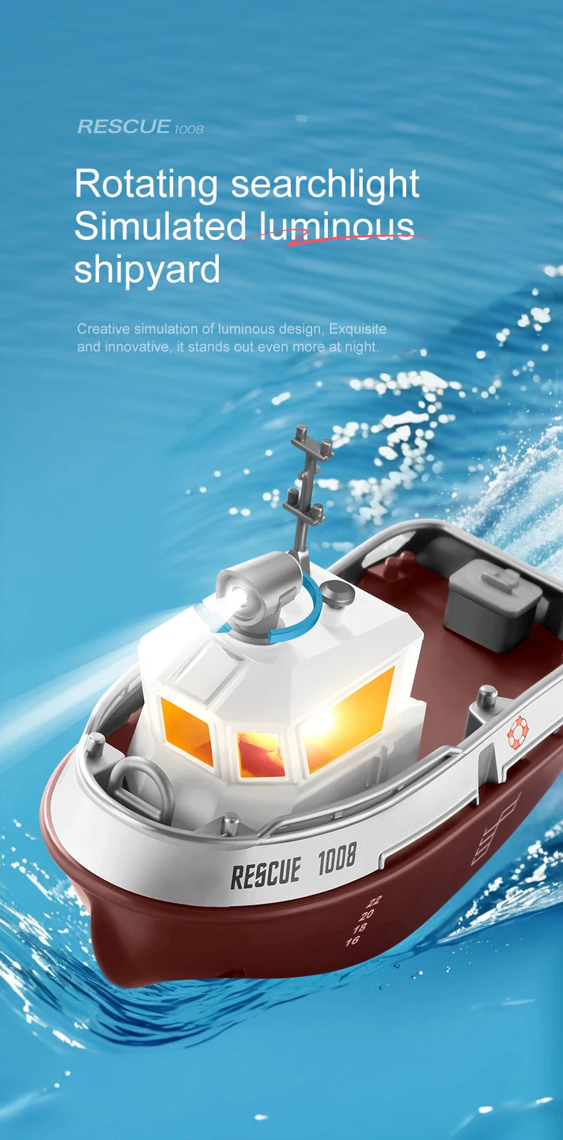 RC Boat 1/32 Remote Control Mini Rescue Boat Dual Motor Waterproof RC Racing Ship 2.4G Watercraft Speedboat Toys for Boys Gifts