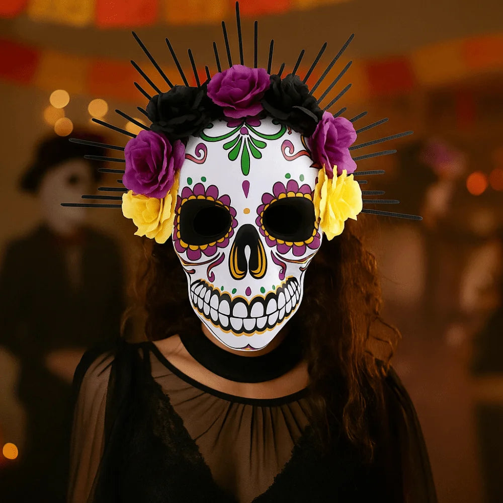Halloween Mexican Day of The Dead Mask Full Mask Eye Mask Halloween Party Mask Headwear Three-dimensional Skull Mask Carnival