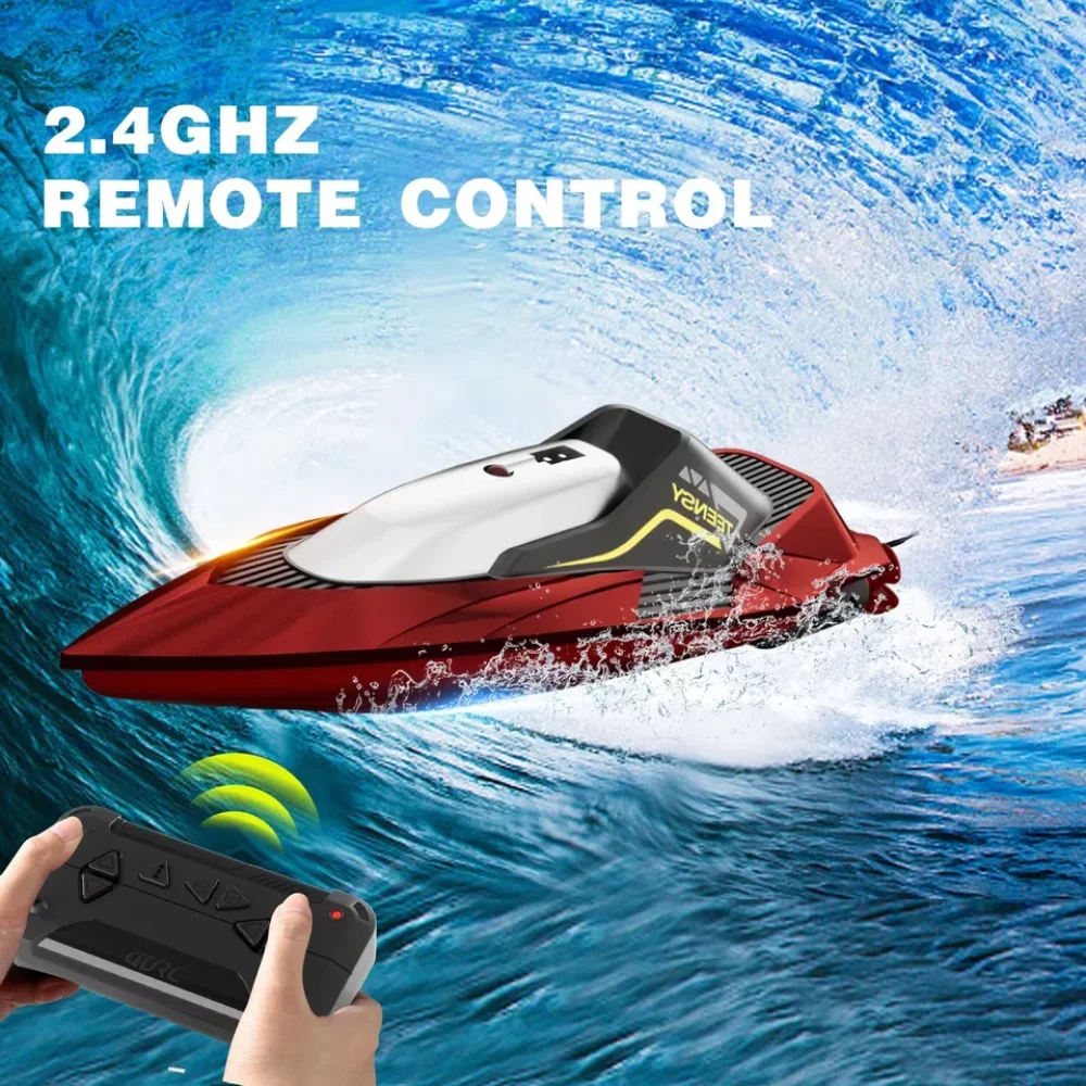 4DRC S5 RC Boat for Pools and Lakes, 2.4 GHz 20+ MPH Racing Boats, Rechargeable Battery,Low Battery Alarm,Gifts