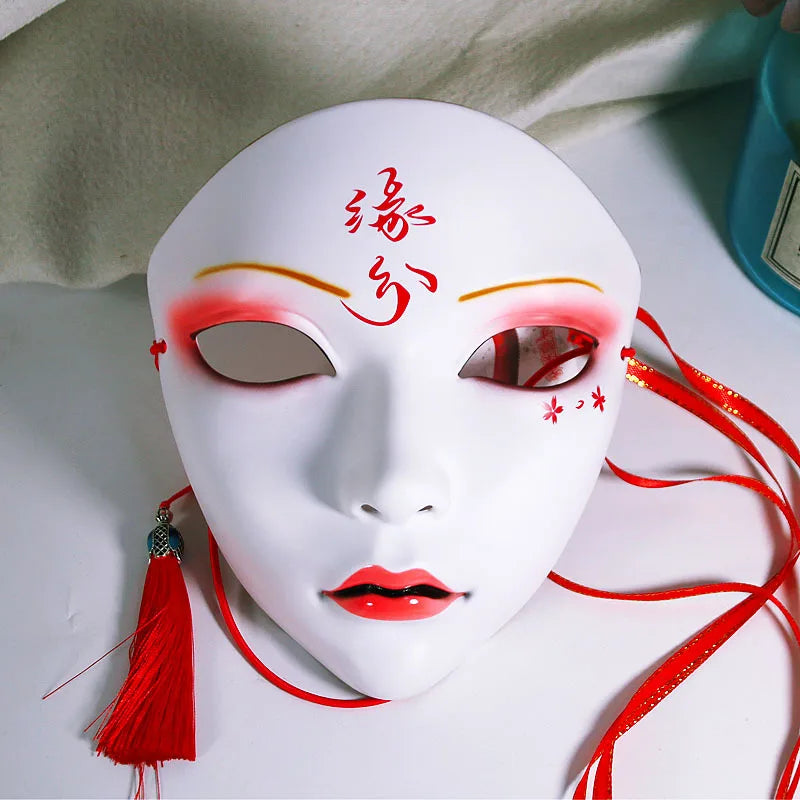 Halloween Animist Adult Party Mask Full Face Chinese Style Hand-Painted Decoration Masquerade Hanfu Accessories Party Decor