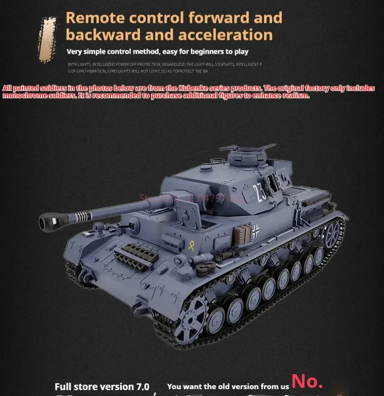Henglong 3859 German IV F2 Electric Remote Control Tank Plays The Bullet And The Barrel Smokes The Military Model Toy.