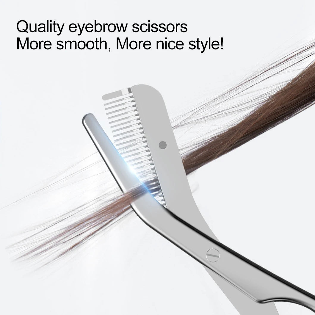 Stainless Steel Eyebrow Scissors With Eyebrow Comb High Quality Makeup Scissors Eyebrow Trimming Knife Hair Remover Shaver Tool