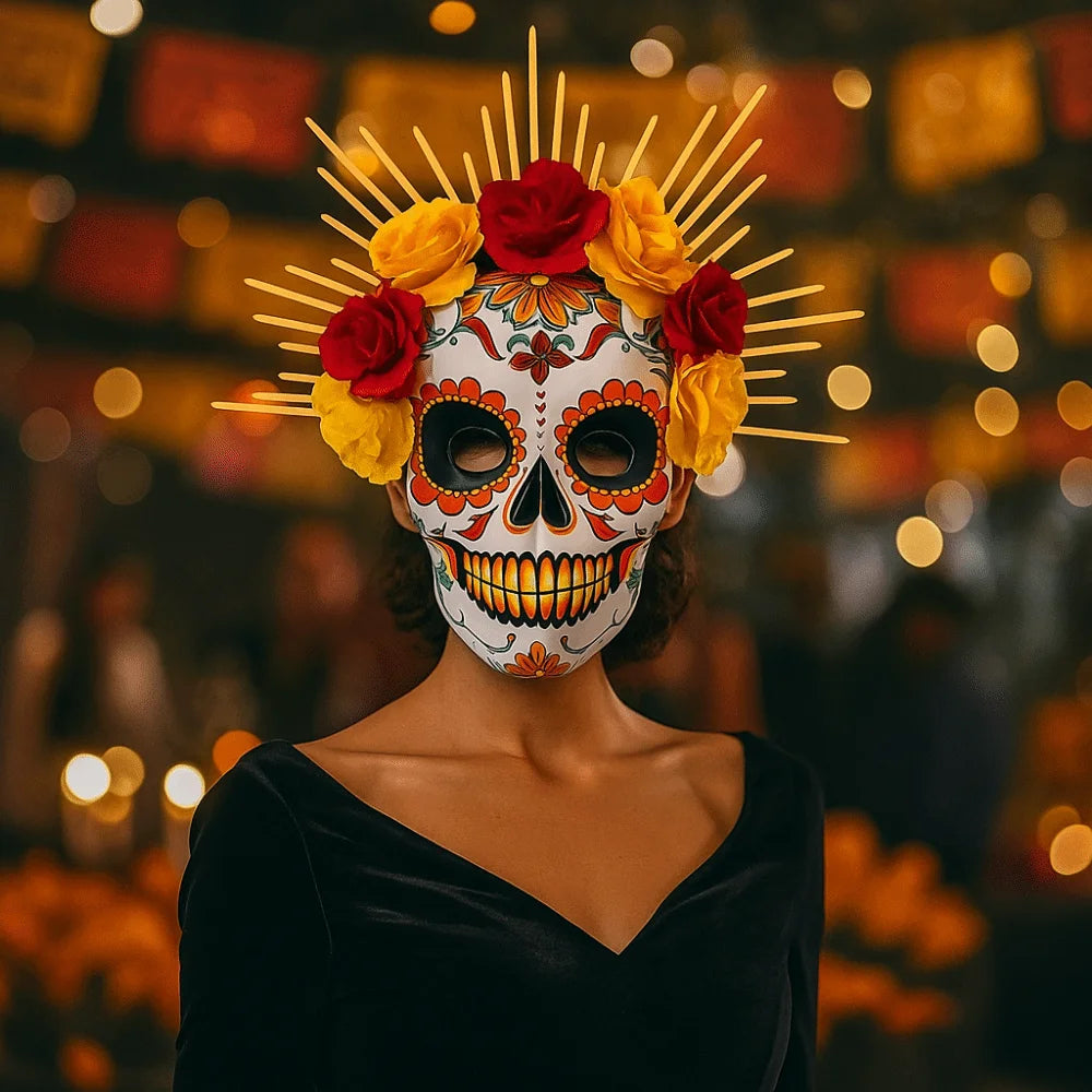 Halloween Mexican Day of The Dead Mask Full Mask Eye Mask Halloween Party Mask Headwear Three-dimensional Skull Mask Carnival