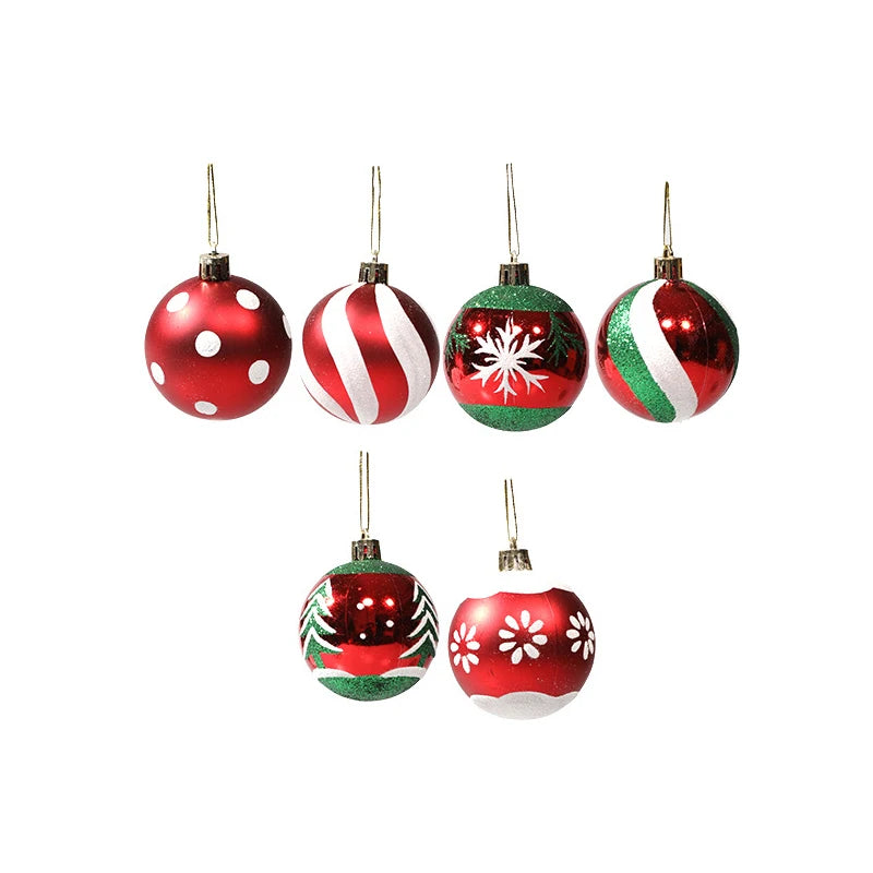 6PCS Xmas Decor Christmas Ball Ornaments Christmas Pendants Hanging Ball for Xmas Trees Wedding Party Holiday