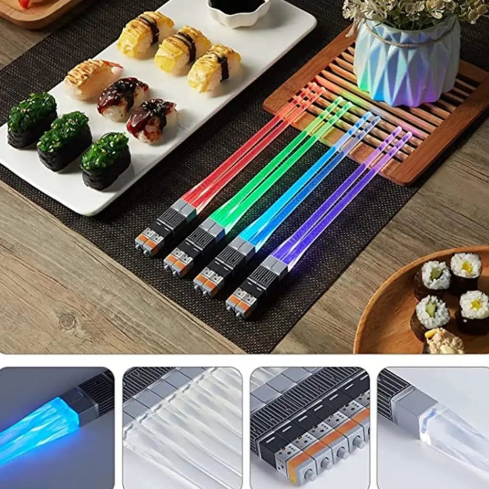 Toys Glowing Light Saber Chopsticks Washable Reusable LED Chopstick Detachable Luminous Chopstick Party