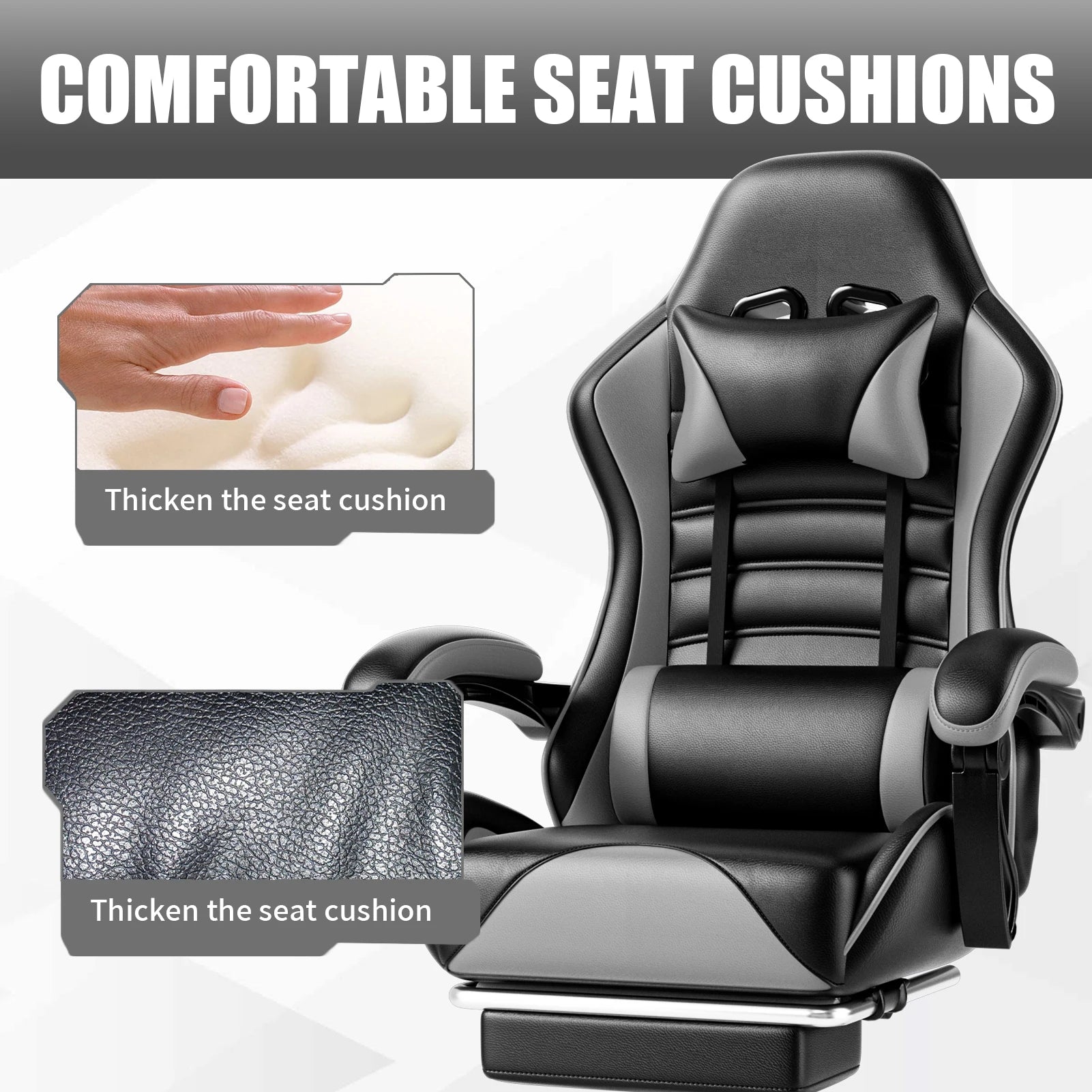 Ergonomic Gaming Chair with Footrest, Racing Style Video Game Chair for Adults, Reclining Gamer Chair Office Chair