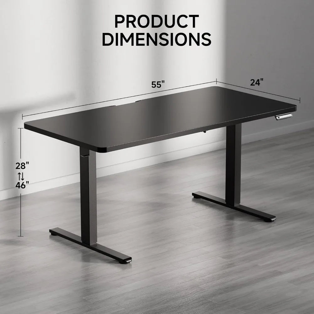 Electric Standing Desk, 55 x 24 Inches Sit Stand up Desk with Memory Preset Controller, Height Adjustable Ergonomic Home Office
