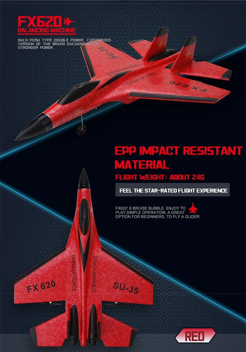 FX620   RC Foam Aircraft SU-35 Plane 2.4G   Remote Control Fighter- Plane Glider Airplane Foam Boys Toys for Children