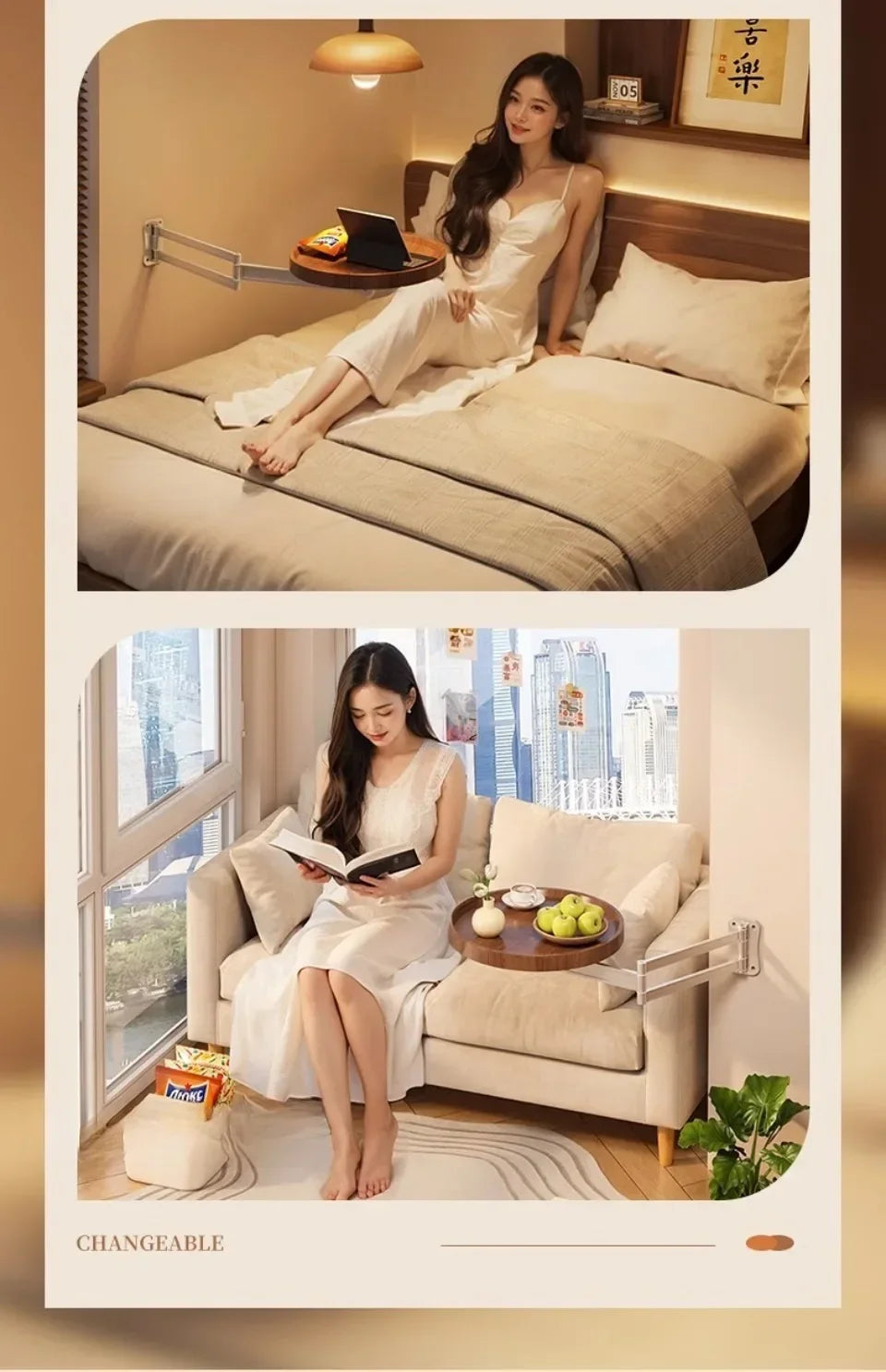 Foldable Wall Mounted Table Bedside Storage Cabinets Multi-Purpose Floating Shelves for Bedroom Living Room Compact Tea Tables