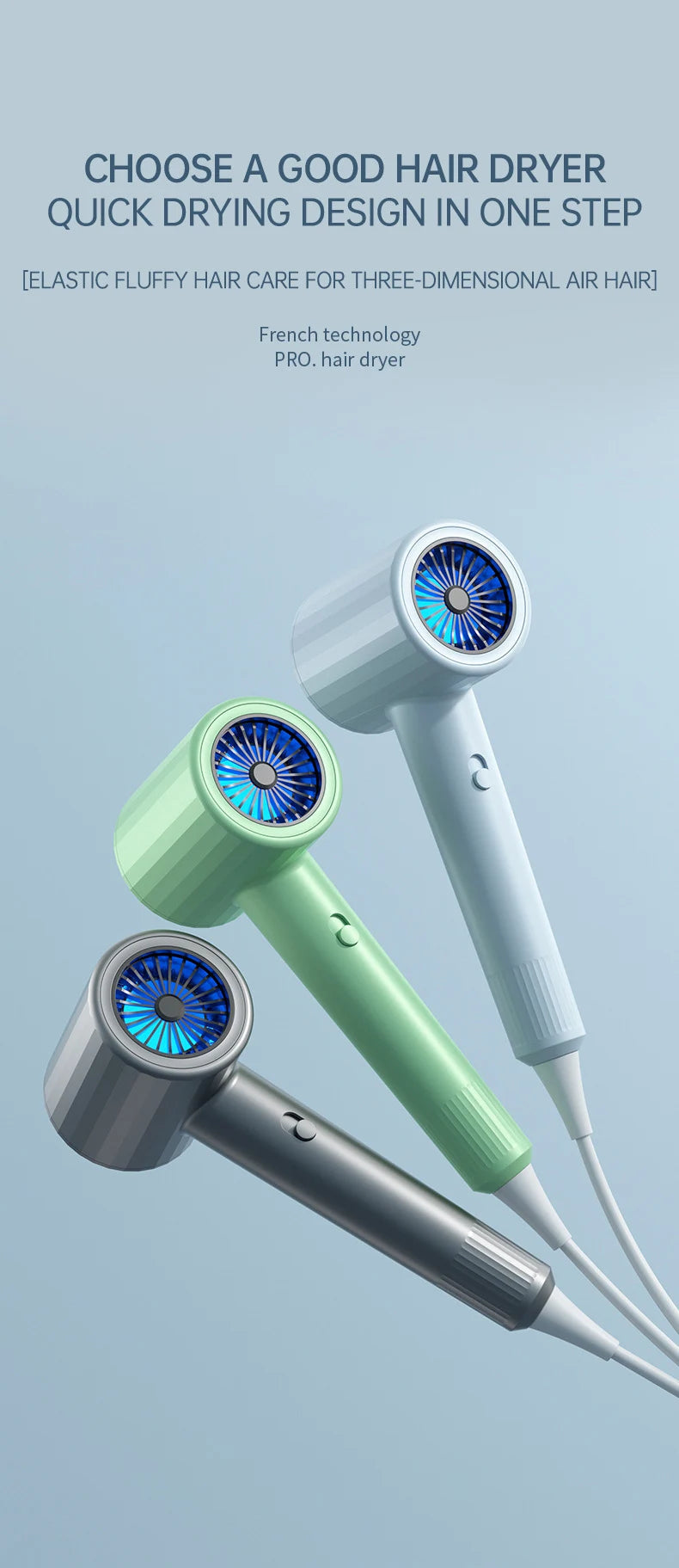 Hair Dryer, High-Speed Electric Turbine Airflow, Low Noise, Constant Temperature And Quick Drying Wind Speed 62m/s1800WQuick Dry