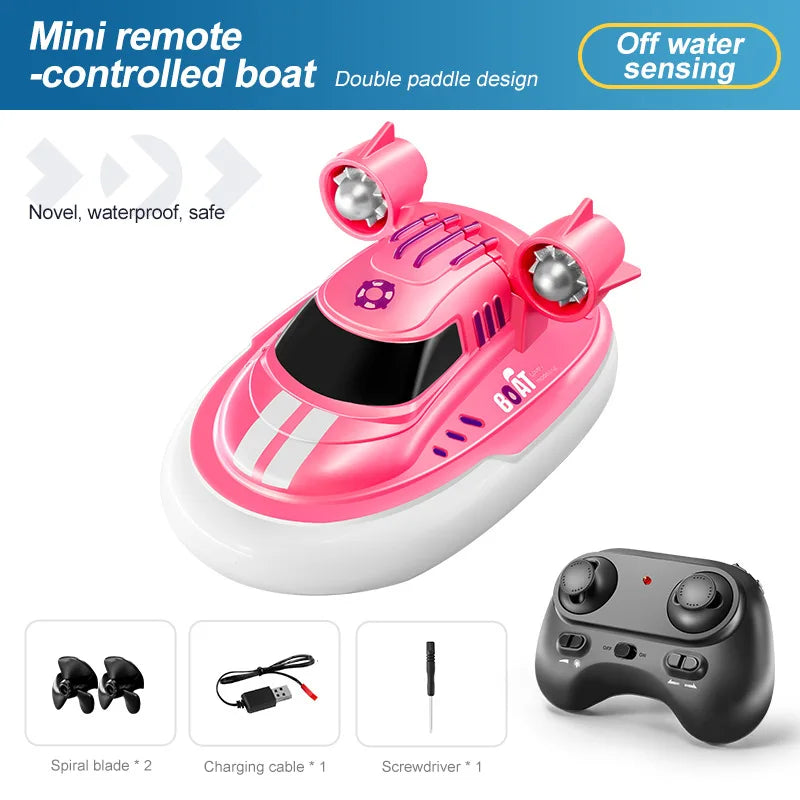 2.4G Electric Racing Boat Waterproof Model Ship Mini LED Light High Speed Remote Control Child Outdoor Toys for Boys Kids Gifts