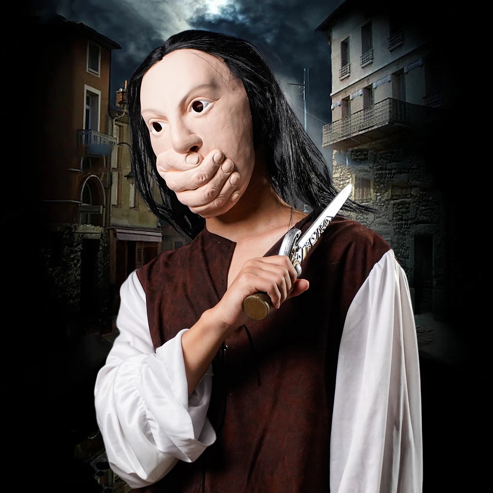 Horror masks, role-playing, and pranks - with detailed hair and facial features - makeup activities, Halloween costumes
