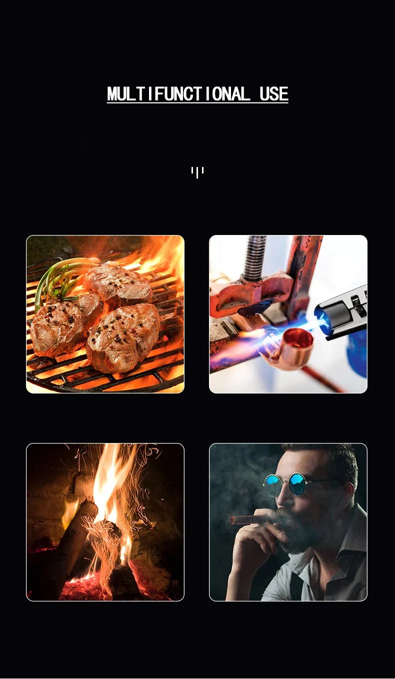Kitchen BBQ Cigar Big Jet Flame Fire Butane Torch Outdoor Powerful Flame Camping Gun Lighter Mans Tools Without Gas No Box