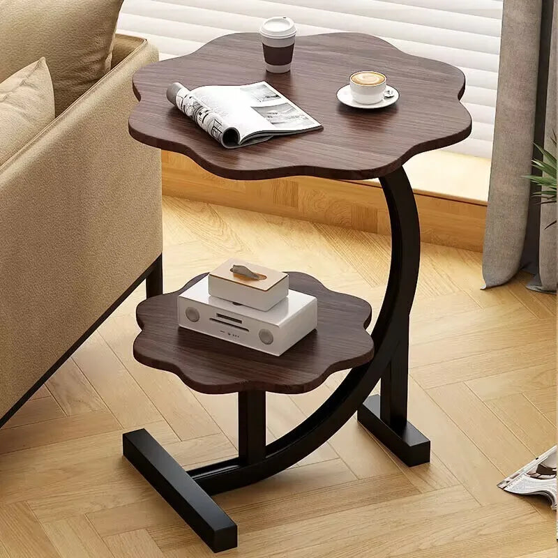 Household Mini Coffee Table Light Luxury Movable 2layer Sofa Side Table Bedside Storage Shelf Balcony Coffee Table Shelves