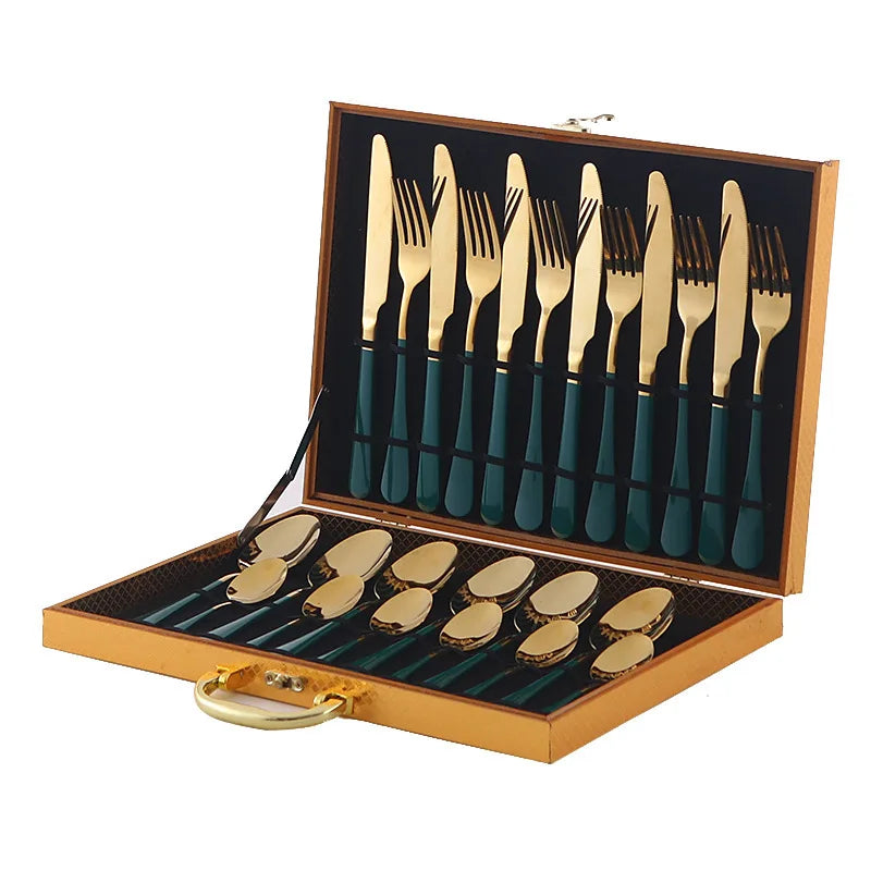 Stainl Steel Western Dining Utensils Set 24-Piece Set Steak Knife Fork Spoon Dinnerware Set Korean Sle Children's Cutler...