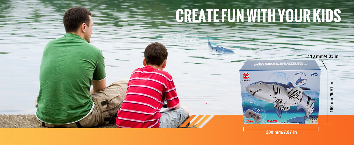 SucceBuy Intelligent RC Shark Whale Water Spray Toy Remote Control Ship Submarine Robot Fish Electrical Fish Toys for Children