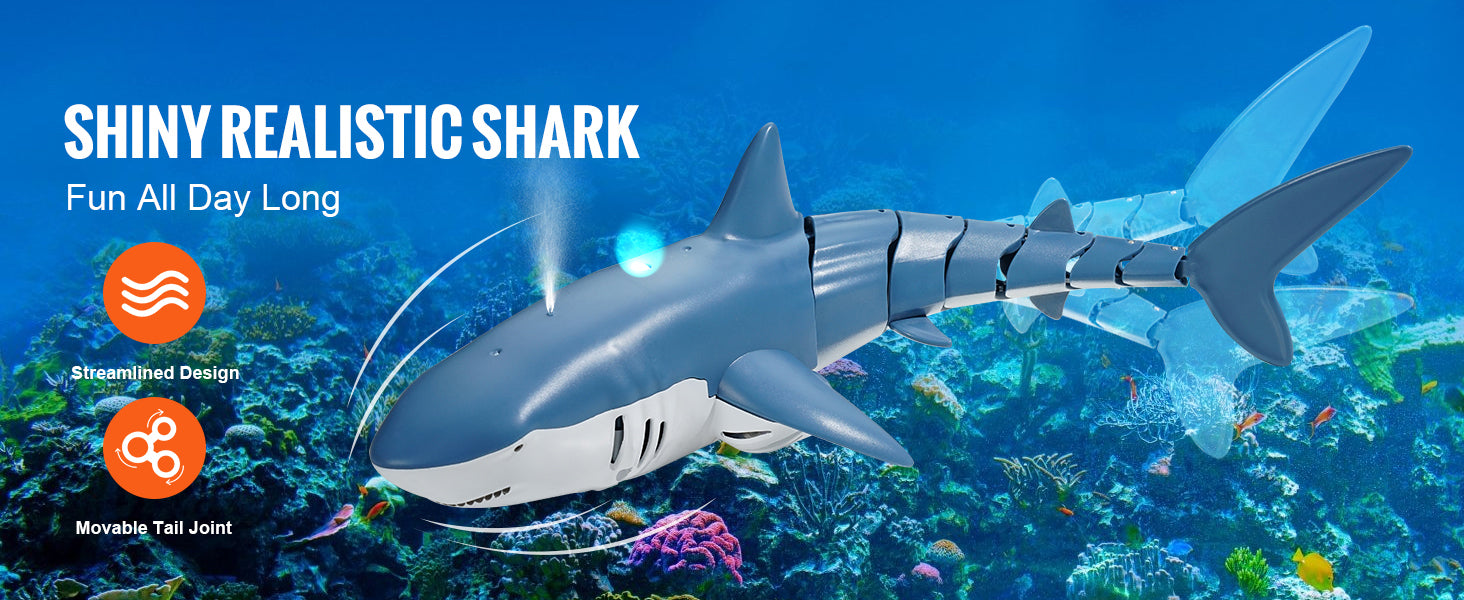 SucceBuy Intelligent RC Shark Whale Water Spray Toy Remote Control Ship Submarine Robot Fish Electrical Fish Toys for Children